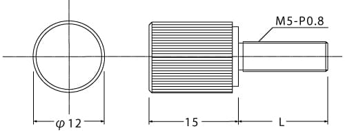 装飾平小ねじ(ローレット)Φ12-15_M5の図面