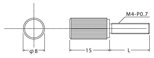 装飾平小ねじ(ローレット)Φ8-15_M4の図面