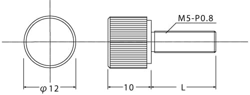装飾平小ねじ(ローレット)Φ12-10_M5の図面