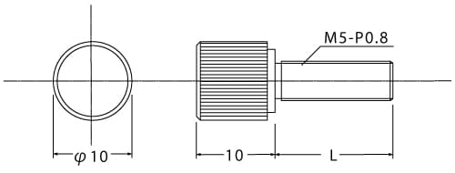 装飾平小ねじ(ローレット)Φ10-10_M5の図面