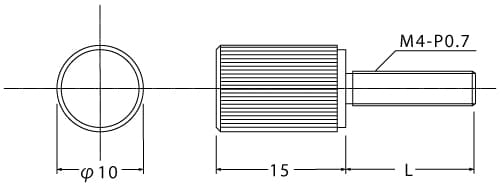 装飾平小ねじ(ローレット)Φ10-15_M4の図面