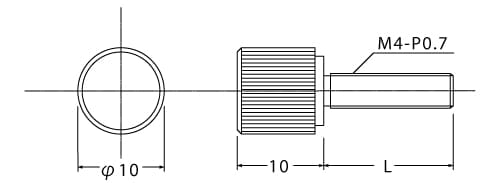 装飾平小ねじ(ローレット)Φ10-10_M4の図面