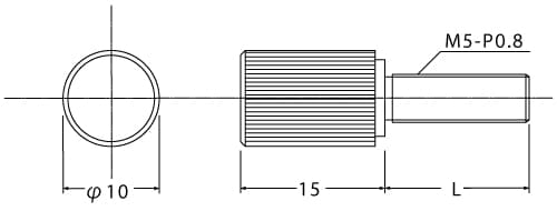 装飾平小ねじ(ローレット)Φ10-15_M5の図面